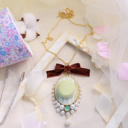 <06014>Macaron Necklace, Mint Green