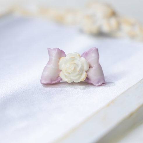 <06020>Ribbon and Rose Ring, Lavender