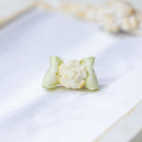 <06022>Ribbon and Rose Ring, Mint Green