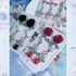 <06053>薔薇とリボンのロングピアス(ブラック)