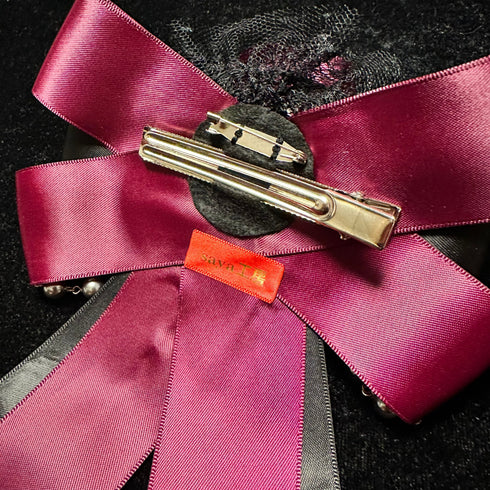 <07001>Bordeaux Gothic Lolita Rose Brooch & Hair Clip with Removable Clip