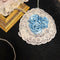 <07012>Light Blue Round Lace Rosette Clip