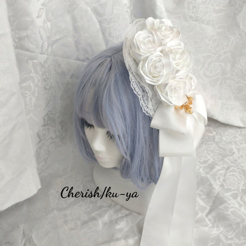 <08001>Rose coffin hair clip white
