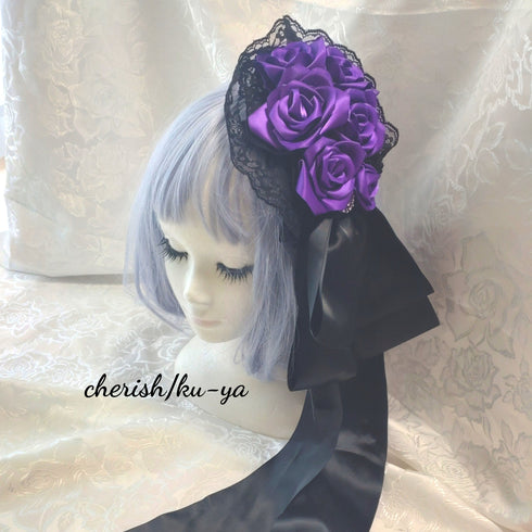 <08003>Rose coffin hair clip Black x Purple