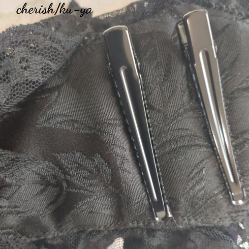 <08003>Rose coffin hair clip Black x Purple