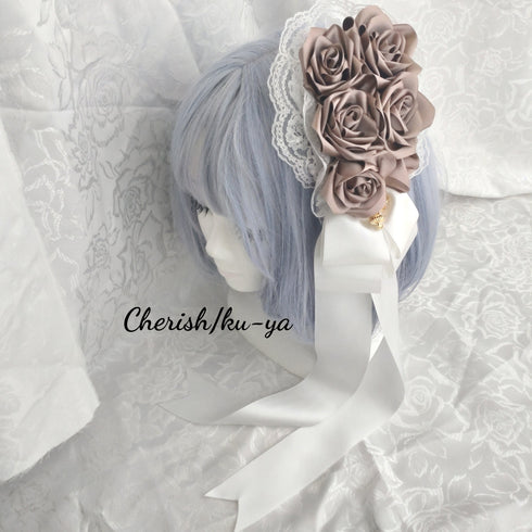 <08006>Rose coffin hair clip Light tea