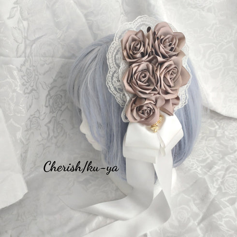<08006>Rose coffin hair clip Light tea
