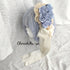 <08007>Rose coffin hair clip Natural white x light blue