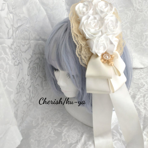 <08008>Rose coffin hair clip Natural white x White