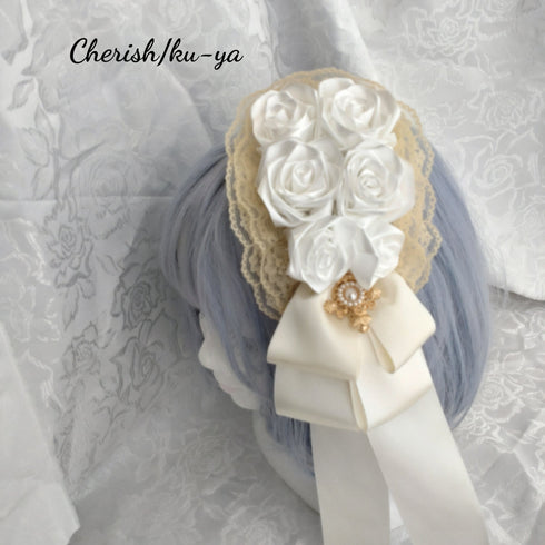 <08008>Rose coffin hair clip Natural white x White