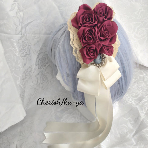 <08010>Rose coffin hair clip Natural white x Red