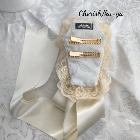 <08011>Rose coffin hair clip Natural x Natural