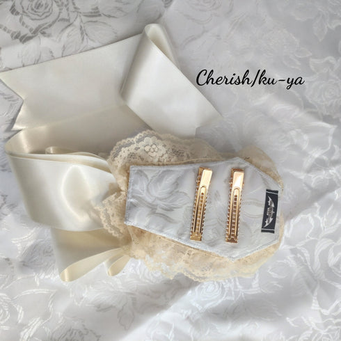 <08012>Rose coffin hair clip Natural white x light brown