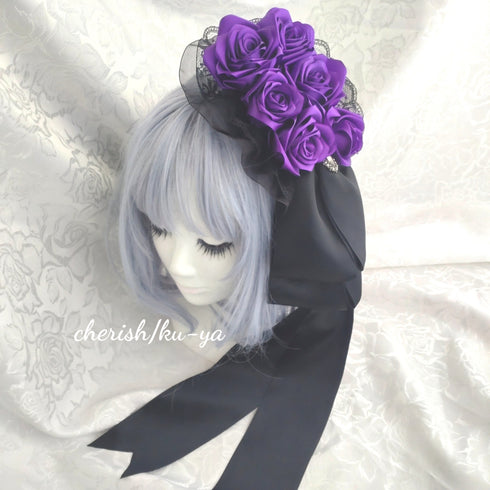 <08013>Rose coffin hair clip black x blue-purple