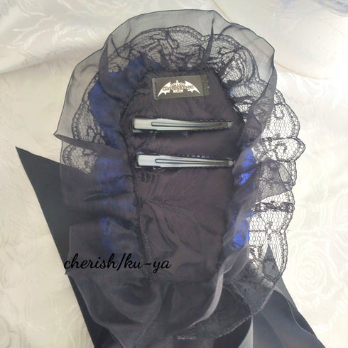 <08015>Rose coffin hair clip black x blue