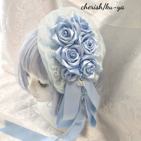 <08016>Rose coffin hair clip Frost Blue