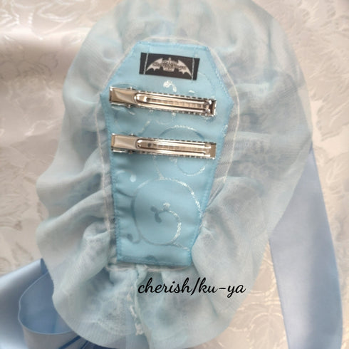 <08016>Rose coffin hair clip Frost Blue