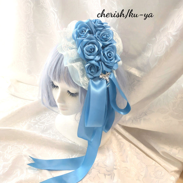 <08018>Rose coffin hair clip Saxophone Blue