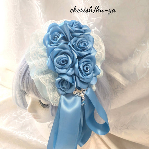 <08018>Rose coffin hair clip Saxophone Blue