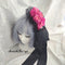 <08020>Rose coffin hair clip Black x pink