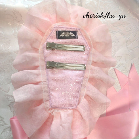 <08021>Rose coffin hair clip Pastel pink