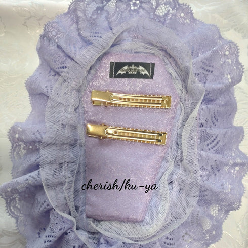 <08024>Rose coffin hair clip Coral Purple