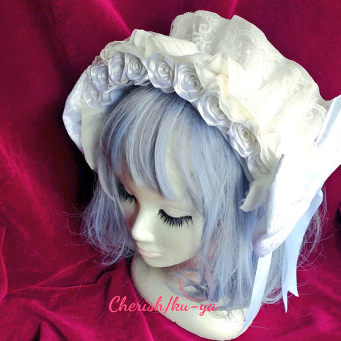 <08028>Rose headpiece White