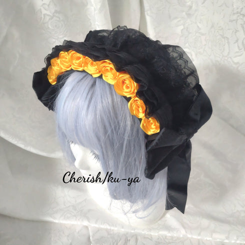 <08031>Rose headpiece Black x Yellow