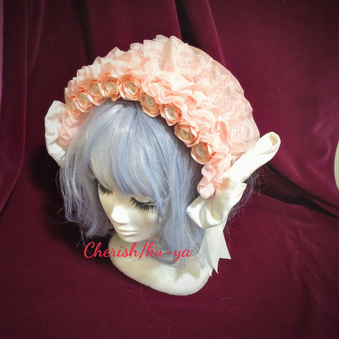 <08035>Rose headpiece Pink x White