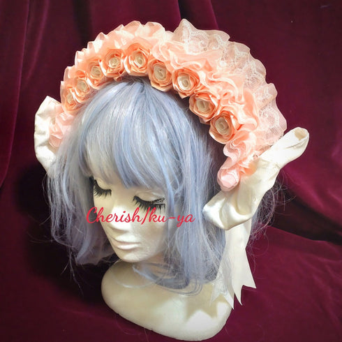 <08035>Rose headpiece Pink x White