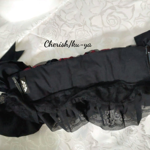 <08037>Rose headpiece Black x Red Mix