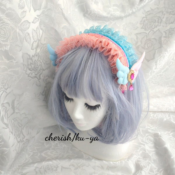 <08038>Magical Girl Headband Pink x Saxe blue
