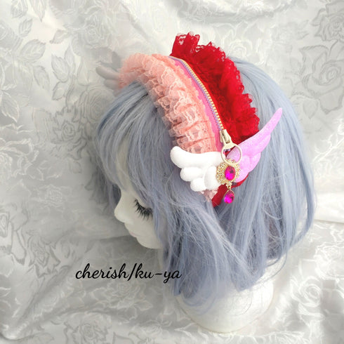 <08039>Magical Girl Headband Pink x Red