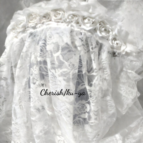 <08045>Rose Bride's Headpiece Veil down white