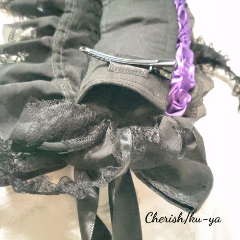 <08048>Rose headpiece (3-way design) black x violet