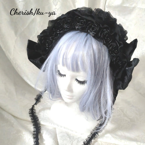 <08051>Rose headpiece (3-way design)black