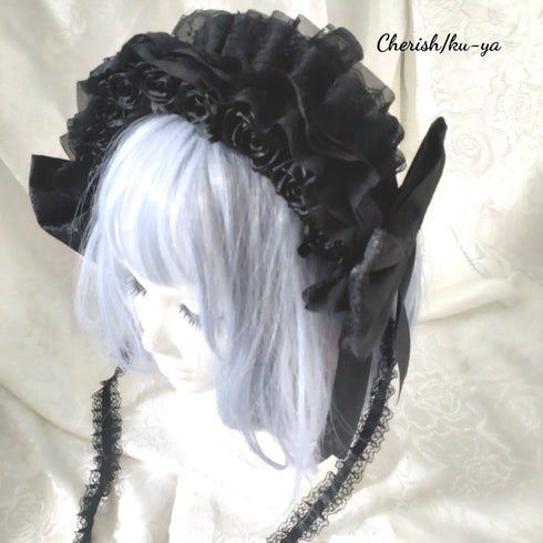 <08051>Rose headpiece (3-way design)black