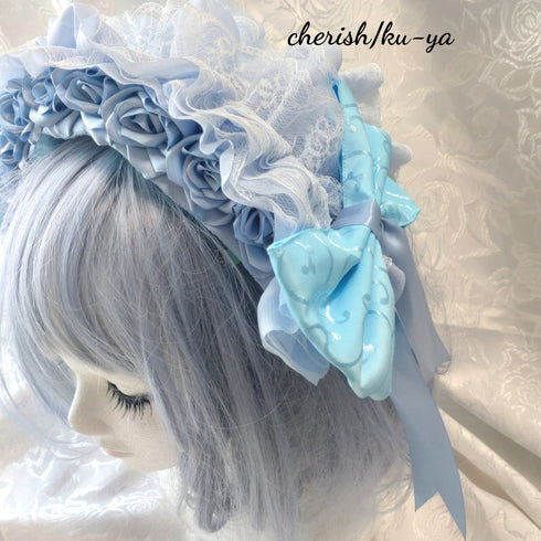 <08052>Rose headpiece (2-way design)Frost Blue
