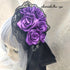 <08053>薔薇のヘアクリップ(黒x紫)
