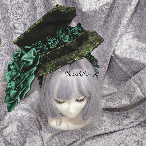 <08054>薔薇の棺ミニハット風カチューシャ