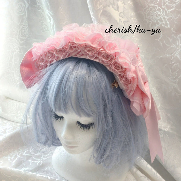 <08055>Rose headpiece (2-way design)Pastel pink