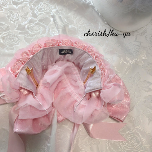 <08055>Rose headpiece (2-way design)Pastel pink