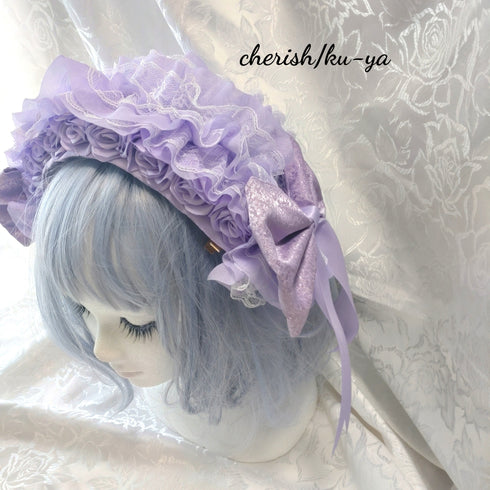 <08058>Rose headpiece (2-way design)Coral Purple
