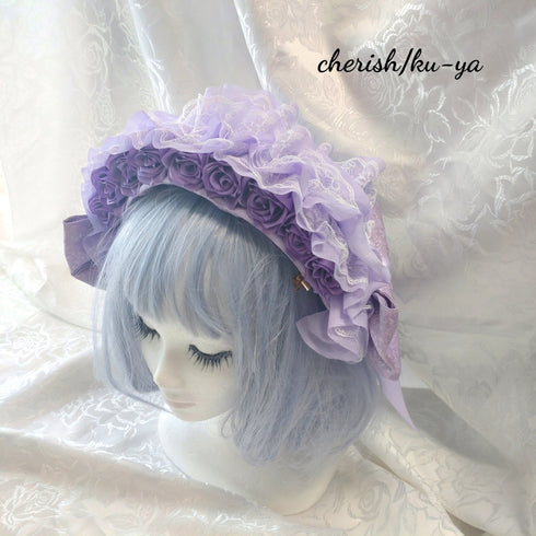 <08059>Rose headpiece (2-way design)Mauve Purple