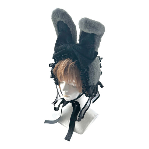 <09001>うさぎのヘッドドレス グレー