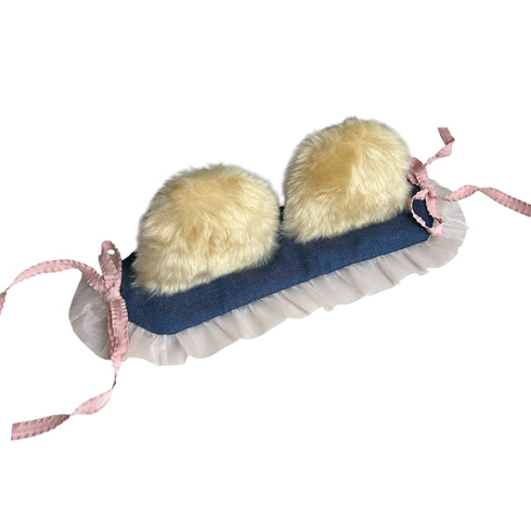 <09003>デニムのくま耳ヘッドドレス ベージュ