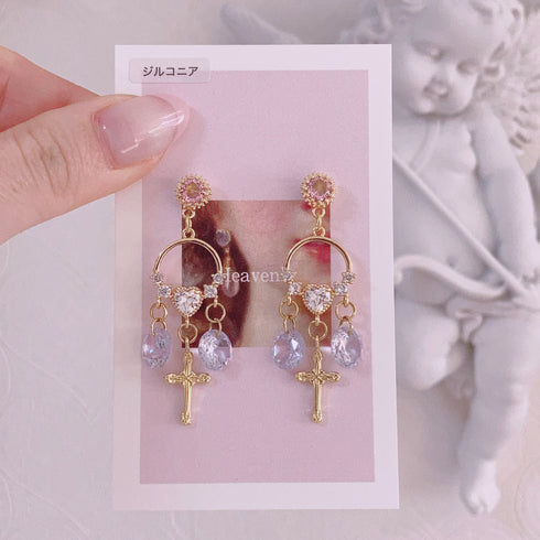 <09009>Cross Chandelier Earrings