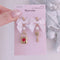 <09013>Padlock and heart key Earrings(Pink ribbon)