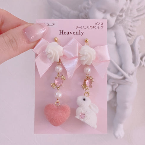 <09024>Whipped cream and rabbit Earrings