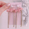 <09040>Velvet Ribbon Earrings Pink